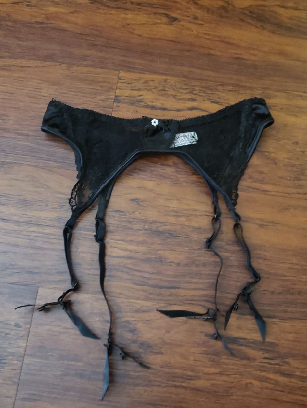Nordstrom Black Lace Garter Belt with Bow Accents Size S - Picture 1 of 4